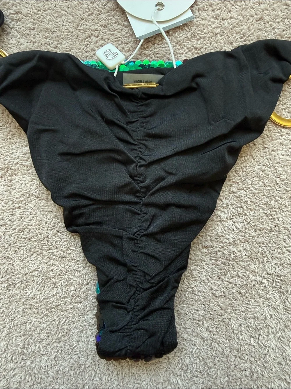 NEW - BEACH BUNNY x REVOLVE - Ariel Tie Side Skimpy - MERMAID BLUE/GREEN OMBRE - Picture 6 of 12
